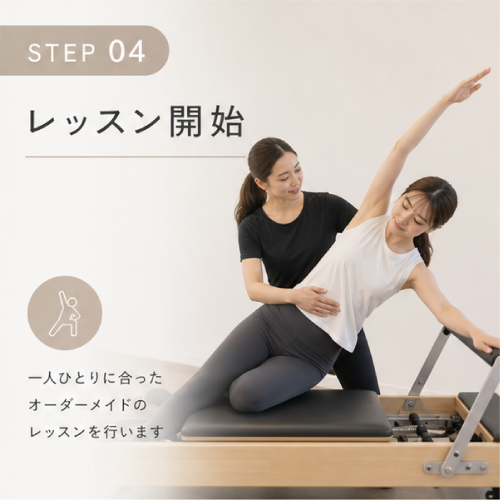 パーソナルピラティス 初回体験レッスン「STEP 04：レッスン開始」