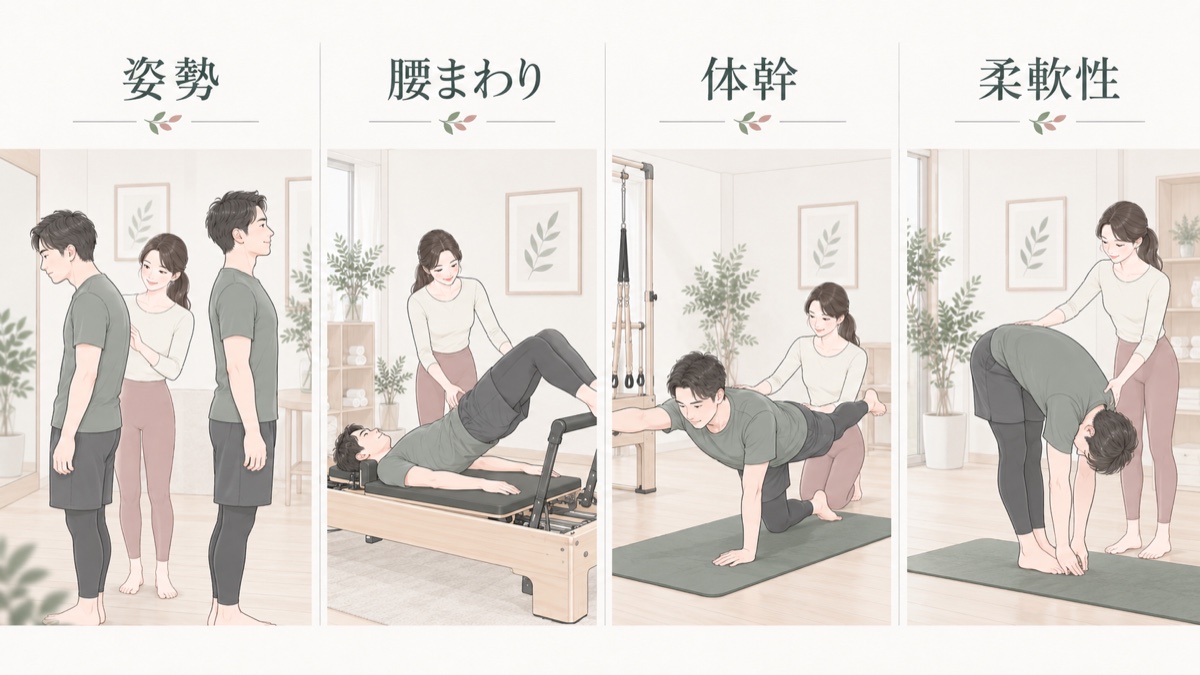 男性がピラティスで得られる4つの変化|姿勢・腰まわり・体幹・柔軟性