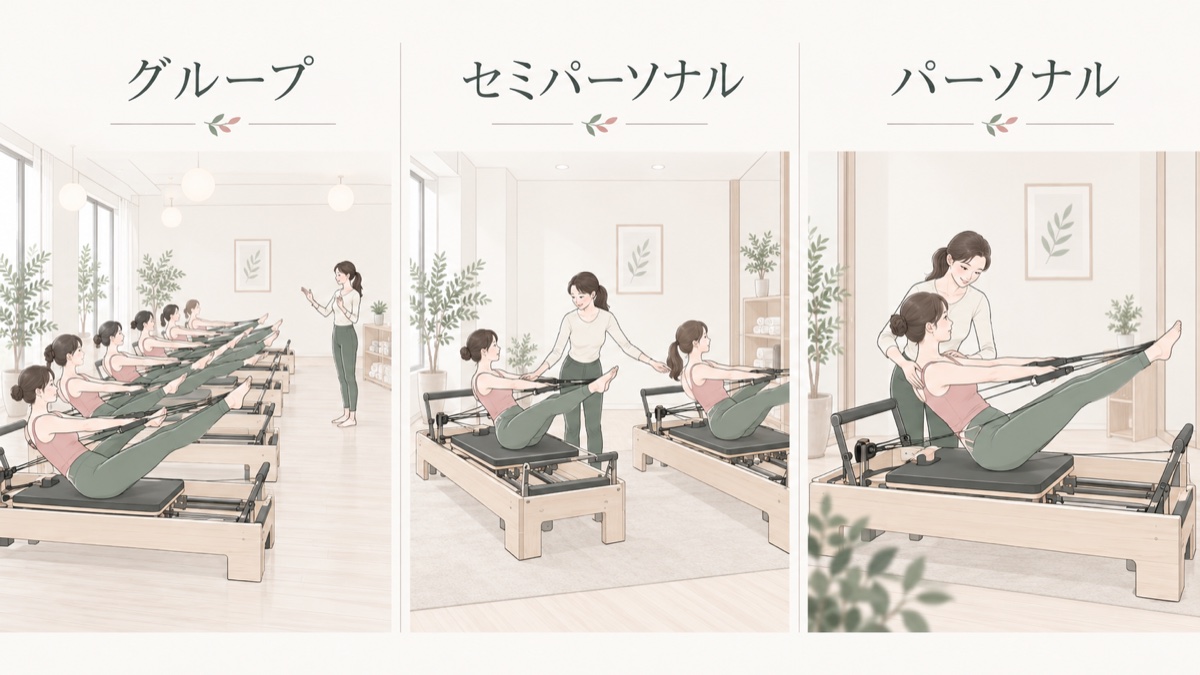 京都のピラティス|グループ・セミパーソナル・パーソナルのレッスン形式の違い
