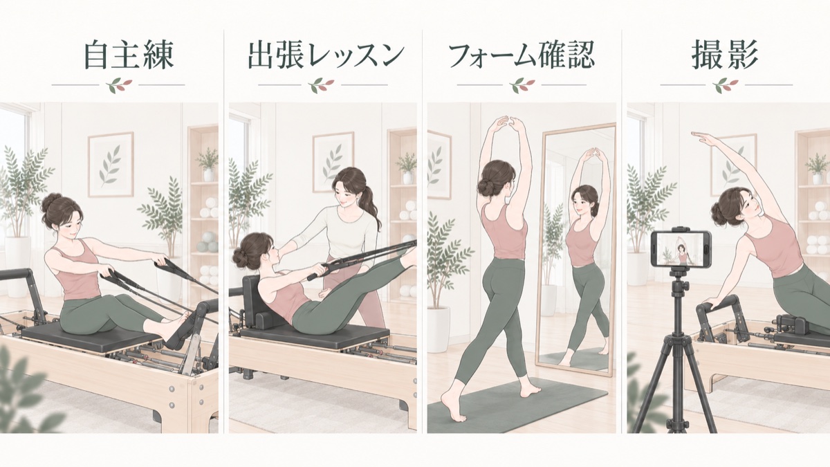 ピラティスのレンタルスタジオの使い方4パターン|自主練・出張レッスン・フォーム確認・撮影
